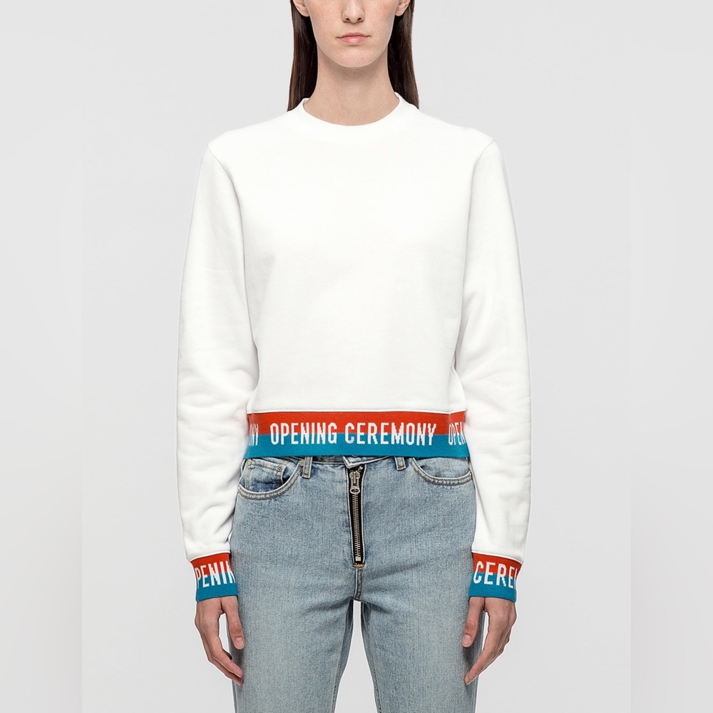 Opening Ceremony Elastic Logo Crop Sweatshirt